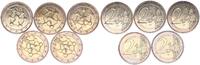 5 x 2 Euro 2006 Belgien Lot Fehlprägung:  Atomium, verschiedene Stempeldrehungen prägefrisch