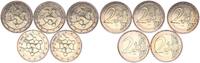 5 x 2 Euro 2006 Belgien Lot Fehlprägung:  Atomium, verschiedene Stempeldrehungen prägefrisch
