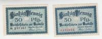 Deutschland 2x 50 Pfennig-Schein Lübeck -