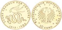 Deutschland / Eurowährung 10 Euro 10 Euro Lucas Cranach 2015 Münzzeichen G vergoldet -