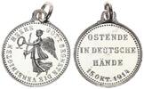 Deutsches Kaiserreich Siegespfennig mit original Öse Medaille - Gott Segnete die vereinigten Heere - Ostende in deutsche Hände -