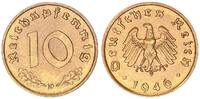 Deutschland / Alliierte Besetzung 10 Pfennig Materialprobe in Eisen Messingplattiert -