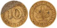 Deutschland 10 Pfennig Fehlprägung: Wertseite zu 20% nicht plattiert -