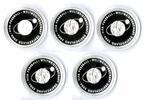 Deutschland / Eurowährung 10 Euro Fußball 2004 A D F G J komplett 10 Euro Fußball 5 Münzen, Münzzeichen A D F G J komplett, Polierte Platte -