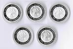 Deutschland / Eurowährung 10 Euro Fußball 2005 A D F G J komplett 10 Euro Fußball 5 Münzen, Münzzeichen A D F G J komplett, prägefrisch-st -