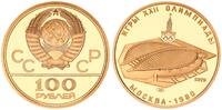 Rußland 100 Rubel Olympiade Moskau 1979 Velodrom 1/2 Unze Gold PP in Kapsel