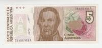 Argentinien 5 Australes-Banknote Argentinien, 5 Australes -