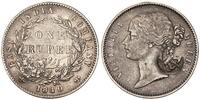 Großbritannien - Indien 1 Rupie Queen Victoria Gegenstempel Krone von Mozambique oder den Azoren -