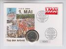 Deutschland / DDR 10 Mark 1.Mai in Numisbrief 10 Mark 1990 10 Mark 1.Mai in Numisbrief, st-prägefrisch -