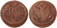 5 Kopeken 1783 EM Russland Katharina II. 1762-1796, Fehlprägung-Abart mit glattem Rand ohne Rändelung ss