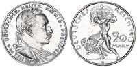 Kaiserreich / Preußen 20 Mark Probeprägung Wilhelm II. Kupfer, versilbert -