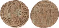 Antike / Römische Kaiserzeit / Constans Klein-Follis Follis Constans Feldzeichen zwischen 2 Soldaten, GLORIA EXERCITUS -