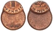 BRD 1 Pfennig Fehlprägung: 70% dezentriert -