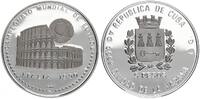Kuba 5 Pesos XIV. Fußball WM in Italien Kollosseum Rom Silber -