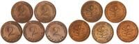 BRD 5x 2 Pfennig Aus Originalrolle -