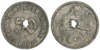 BRD 50 Pfennig Bank d. Länder Zeitgenössische Umlauffälschung in Blei-Zinn gelocht -