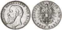 Kaiserreich - Baden 5 Mark Friedrich I. -