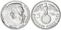Drittes Reich - Deutschland 5 Mark Hindenburg seltenes Jahr -
