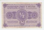 Deutschland / Hannover 1/2 Million Mark Deutschland / Hannover, 1/2 Million Mark, 15. Aug 1923 -