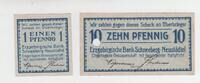 Schneeberg-Neustädtel, Sachsen 1, 10 Pfennig Erzgebirgsche Bank, 2 Notgeldscheine -
