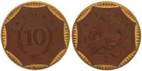 Deutschland / Nebengebiete / Sachsen 10 Mark Notgeld Meissner Porzellan am Rand vergoldet, Golddekor, Porzellangeld -