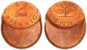 Deutschland 2 Pfennig Fehlprägung: 60 % dezentriert aus Samml. Toni Barth -