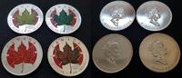 Kanada Lot 4 x 5 Dollar Maple Leaf Privy Mark - Feuerwerk Neujahr Coloriert Jahreszeiten -