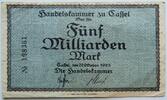 Cassel, Kassel, Hessen 5 Milliarden Mark Handelskammer, Nr. Ktz, Notgeld -