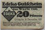 Berlin, Brandenburg 20 Pfennig Edeka, revers Stempel: Einkaufs...der Kaufleute v. Sangerhausen u. Umgegend -