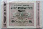Deutsches Reich 10 Milliarden Mark Wasserzeichen Hakensterne, Ktz 6stellig, FZ. CD -