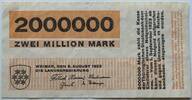 Thüringen, Landesregierung, Weimar 2 Million Mark Wz. Flämmchen, Serie F, Udr. gelbbraun, Bauhaus Entwurf Herbert Bayer -