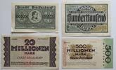 Düsseldorf, Rheinprovinz 2 x 100.000 Mark, 20, 500 Millionen Mark Stadt, Notgeld -