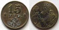 ohne Ort alte Biermarke 15 Pfg mit Monogramm, Gambrinus -