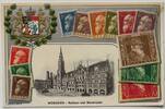 München, Bayern Präge-Postkarte München, Rathaus und Marienplatz mit Briefmarken aus Bayern -
