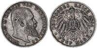 Württemberg 5 Mark Silber Wilhelm II. sehr seltenes Jahr !!! -