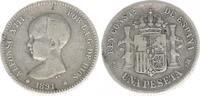 Spanien 1 Peseta Silber Alfonso XIII. -