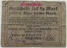 1/2 Mark 8.8.1916 Lobzenica, Polen/Lobsens, Posen Stadt, Notgeld, selten entwertet, Einrisse, gebraucht-stark gebraucht