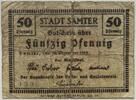 Szamotuly, Polen/ Samter, Posen 50 Pfennig Stadt, Notgeld, mit polnischem Stempel -