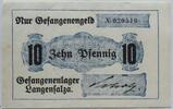 Langensalza, Thüringen 10 Pfennig Gefangenenlager, Notgeld, Lagergeld -