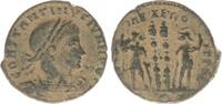 Antike / Römische Kaiserzeit / Constantinus Follis Bronze Constantinus II Nummus RS 2 Soldaten mit Standarten -