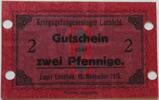 Lechfeld, Bayern 2 Pfennig Kriegsgefangenenlager, Tauenglanzpapier gestabt, Lagergeld -
