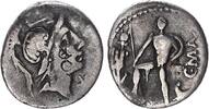 Antike / Römische Republik Denar Silber C. Publius Malleolus, behelmter Mars r.,//nackter Krieg -