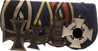 Kaiserreich/3.Reich 4er Ordensspange mit Feldspangen, Knopflochspange und Schreiben -