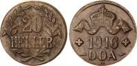 Kolonien Deutsch-Ostafrika 20 Heller DOA J.724b Messing Dünnabschlag -