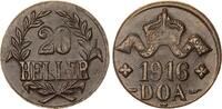 Kolonien Deutsch-Ostafrika 20 Heller DOA J.724b Messing Dünnabschlag -