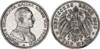 Preußen 5 Mark Silber Kaiser in Uniform Wilhelm II -