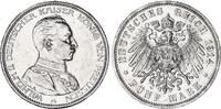 Preußen 5 Mark Silber Kaiser in Uniform Wilhelm II -
