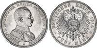 Preußen 5 Mark Silber Kaiser in Uniform Wilhelm II -