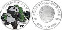 Nordkorea 2 Won Silber Fauna of Asia - Panda - Farbmünze -