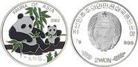 Nordkorea 2 Won Silber Fauna of Asia - Panda - Farbmünze -